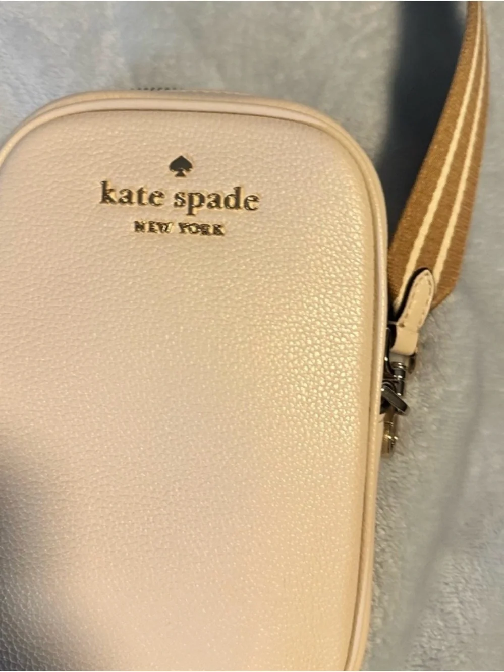kate spade Cream Crossbody with Tan Striped Strap